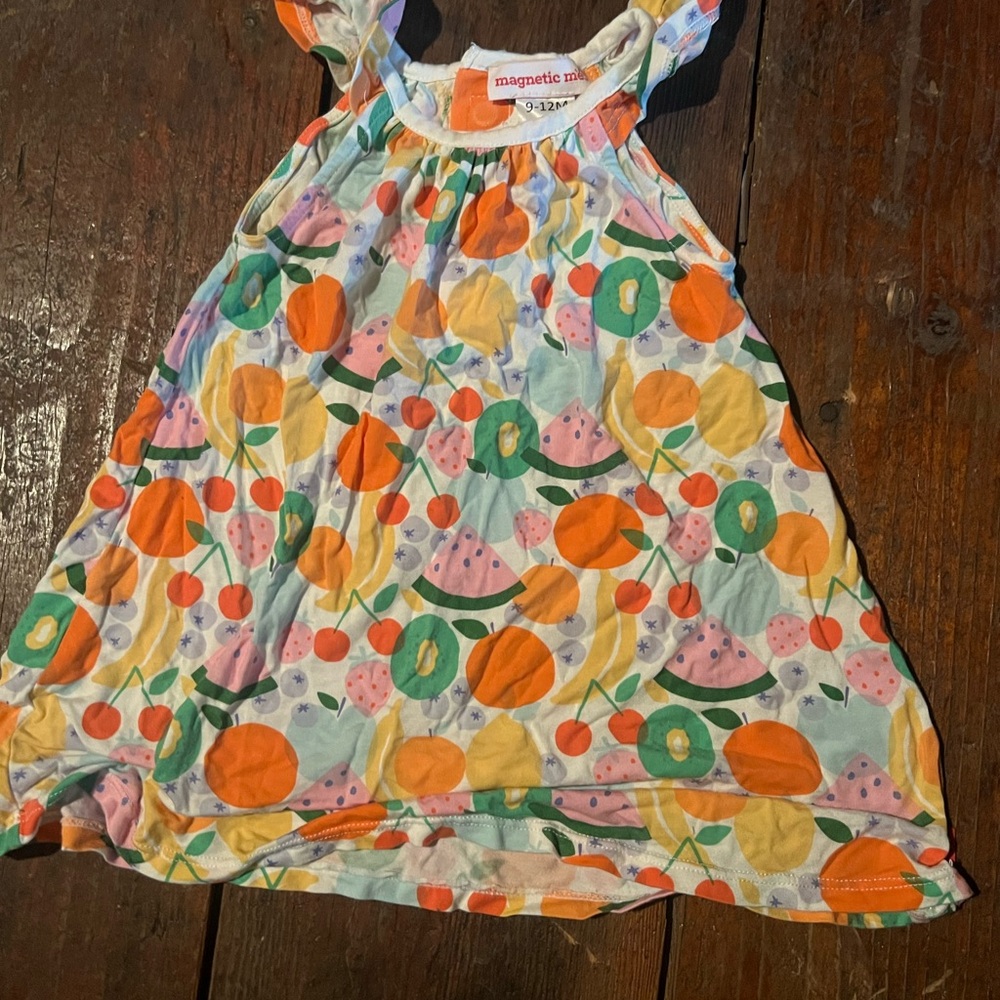 Magnetic Me Fruit Print Dress with Orange and Green